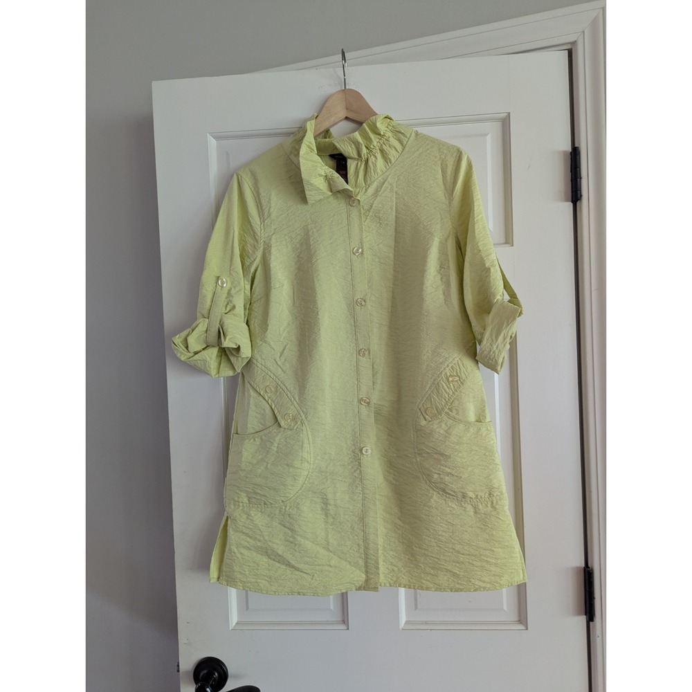 MULTIPLES Textured Button Up Shirt Top Tunic 3/4 Sleeve Size S Mini Dress Jacket